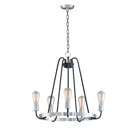 Maxim Lighting Haven 5-Light 23.75" Wide Black / Satin Nickel Chandelier 11735BKSN